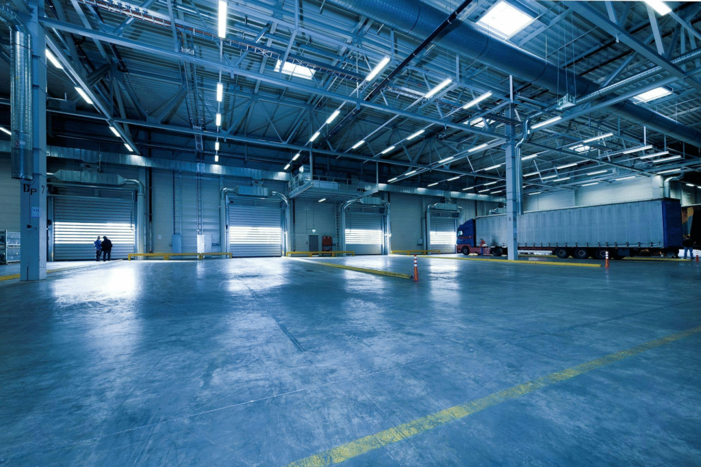 Acid staining of a commercial storage warehouse